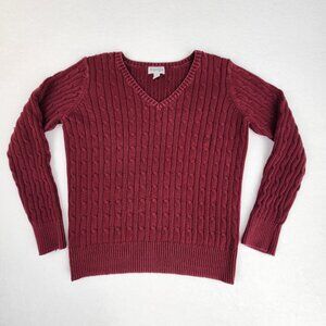 St Johns Bay Women's V Neck Sweater Size L Wine / Maroon